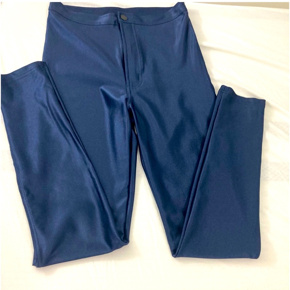 American Apparel High Rise Disco Skinny Pants Midnight Navy Blue